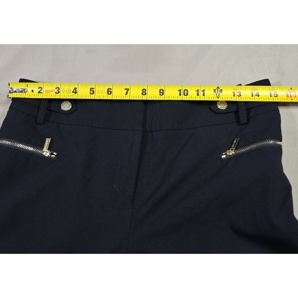 Calvin Klein Womens Sz2 Black Dress Pants Gold Zipper Accent Stretch - Picture 9 of 11
